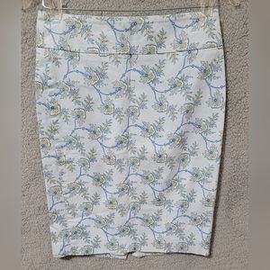 Ann Taylor Blue Floral Lined Pencil Skirt Size 0